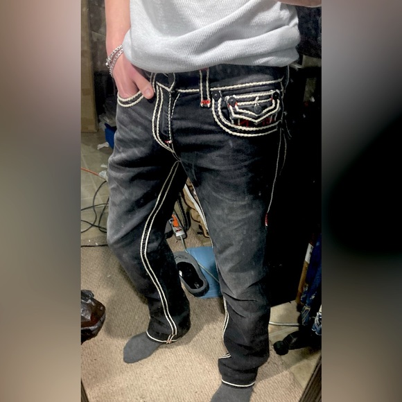 SOLD! Straight w/Flap Ropestitch in “DARK DESIRE” wash True Religion size 30x34 - Picture 11 of 13